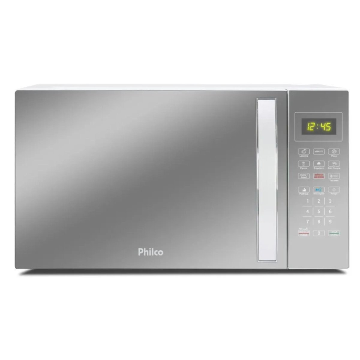 Micro-ondas Philco 33L Branco e Espelhado 1400W Potência e Praticidade em Sua Cozinha