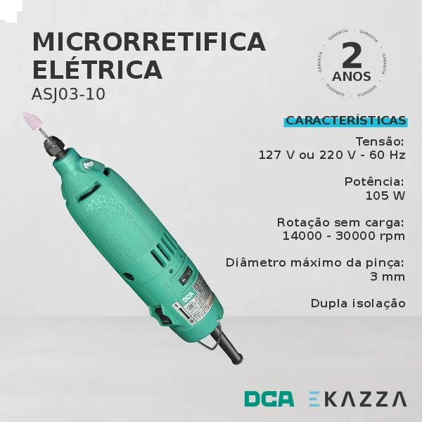 Micro Retífica Elétrica 3MM 105W ASJ03-10 ? 127V