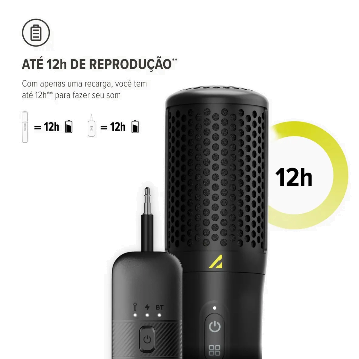 Microfone Wireless sem Fio Waaw Vocal 100 Pro Recarregável Microfone Wireless sem Fio Waaw Vocal 100 Pro Recarregável