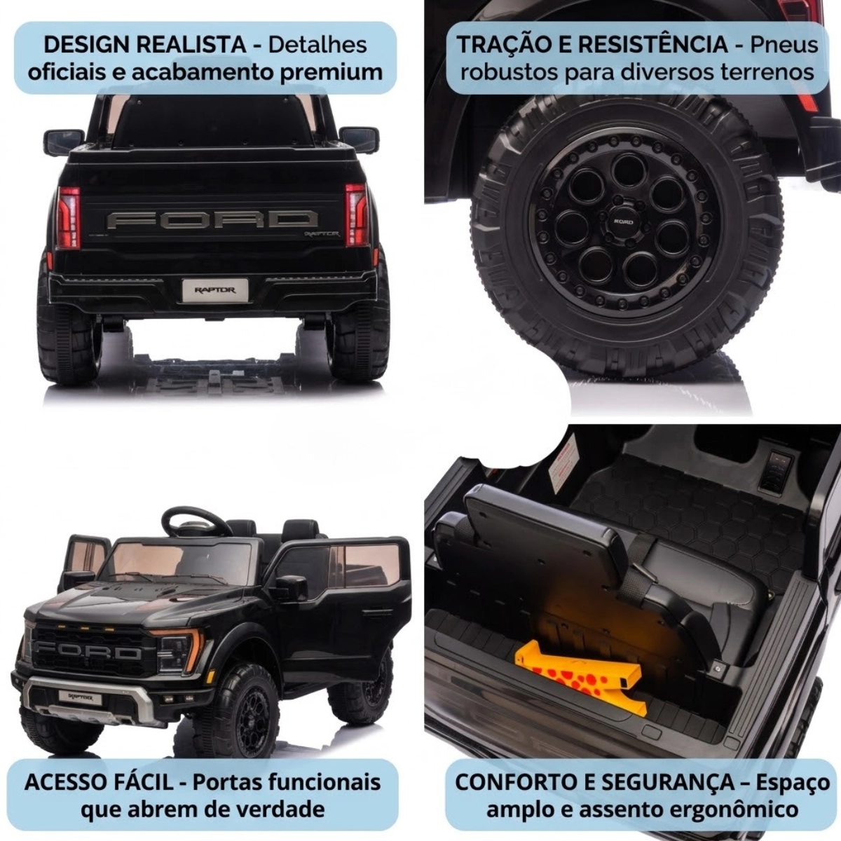 MINI CAMINHONETE ELETRICA FORD F-150 RAPTOR PRETA 12V IMPORTWAY MINI CAMINHONETE ELETRICA FORD F-150 RAPTOR PRETA 12V IMPORTWAY
