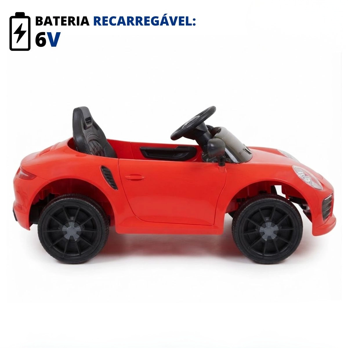MINI CARRO ELÉTRICO INFANTIL 6V COM LUZ ATÉ 30KG VERMELHO