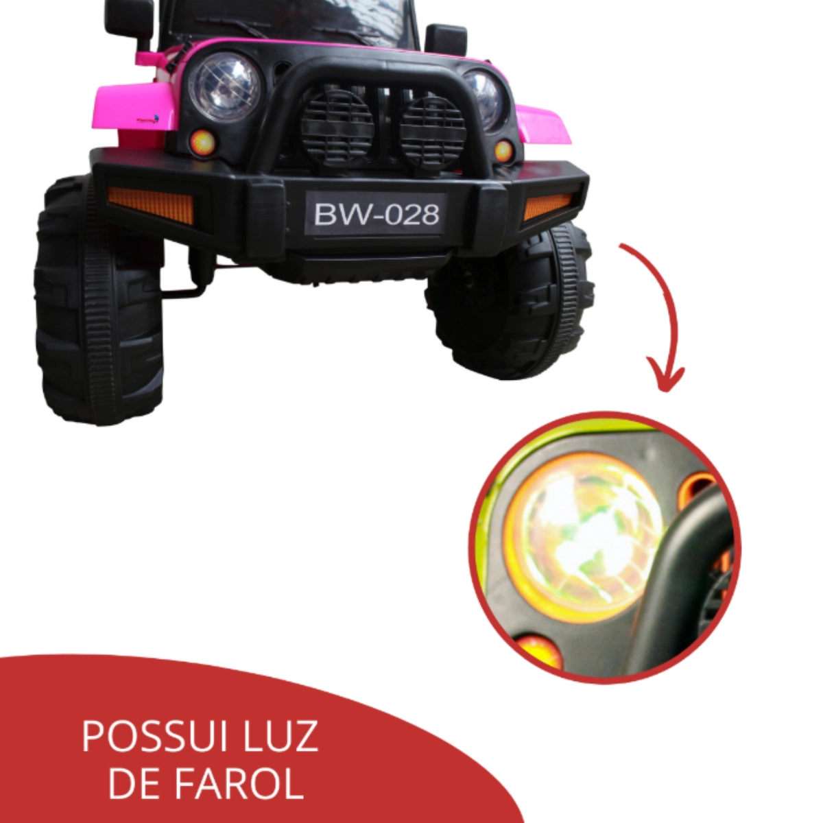 Mini Carro Elétrico Infantil Jipe Bw028 Rosa com Controle Remoto Aventura e Segurança Mini Carro Elétrico Infantil Jipe Bw028 Rosa com Controle Remoto Aventura e Segurança