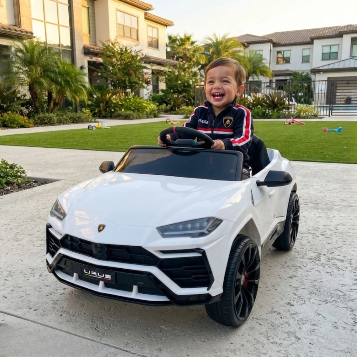 MINI CARRO ELÉTRICO INFANTIL LAMBORGHINI URUS BRANCO 12V COM CONTROLE