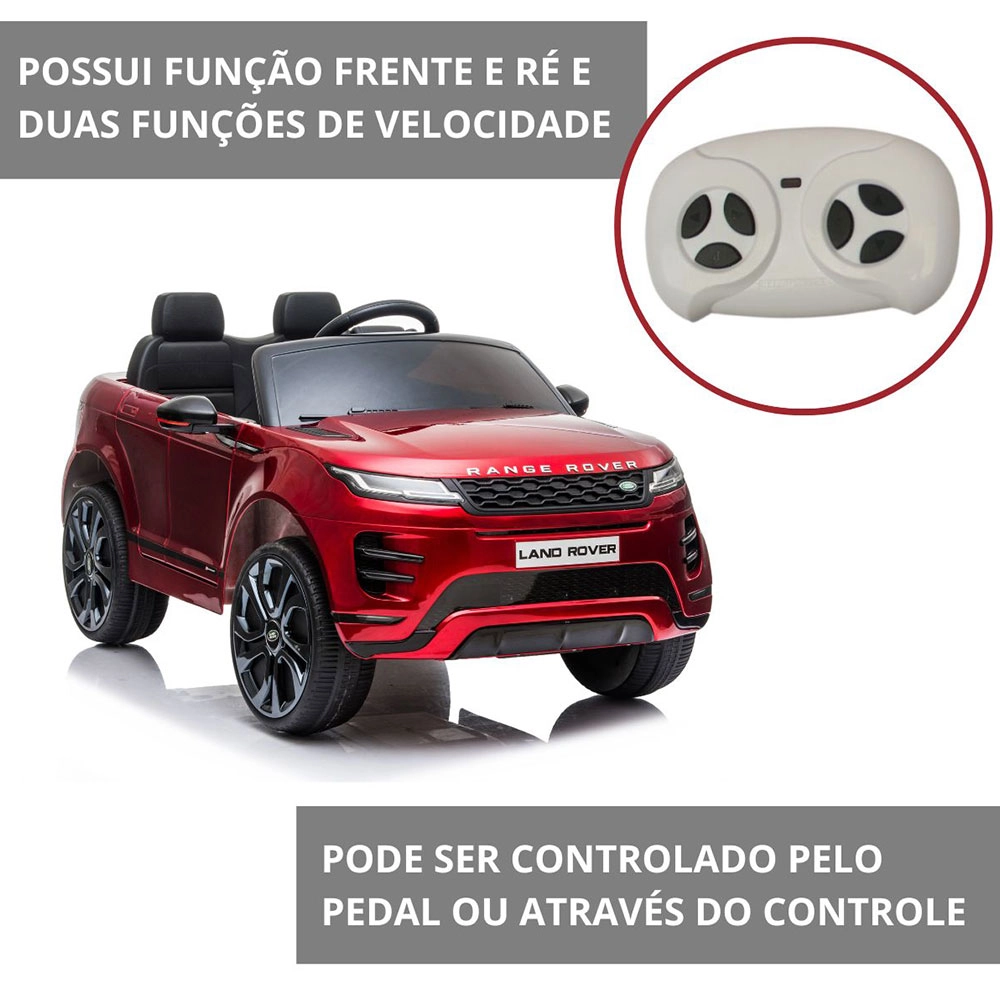 MINI CARRO ELÉTRICO INFANTIL LAN ROVER EVOQUE IMPORTWAY BW128VM 12V VERMELHO 