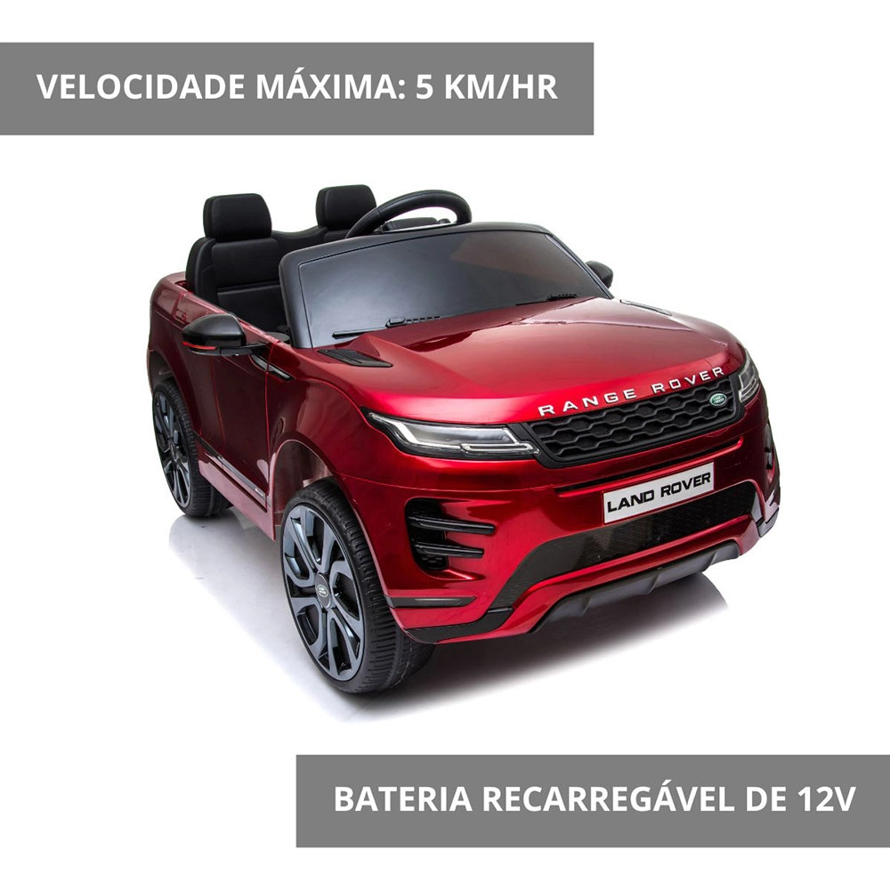 MINI CARRO ELÉTRICO INFANTIL LAN ROVER EVOQUE IMPORTWAY BW128VM 12V VERMELHO 