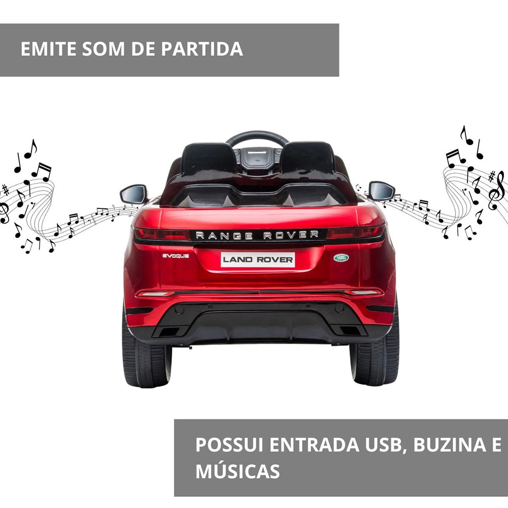 MINI CARRO ELÉTRICO INFANTIL LAN ROVER EVOQUE IMPORTWAY BW128VM 12V VERMELHO 