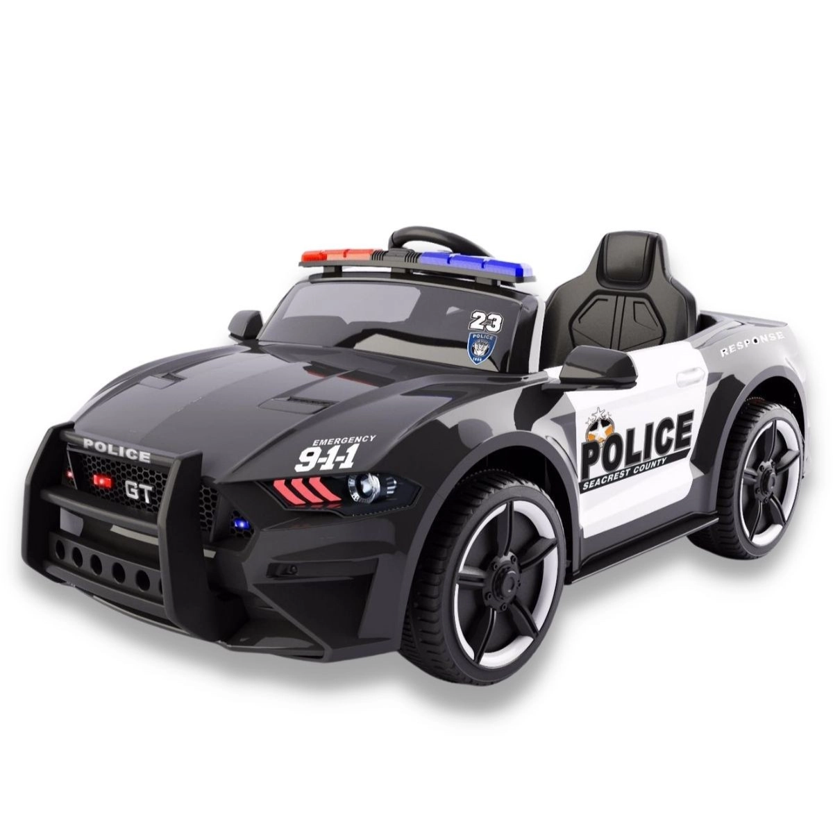 MINI CARRO ELÉTRICO INFANTIL POLÍCIA 12V PRETO