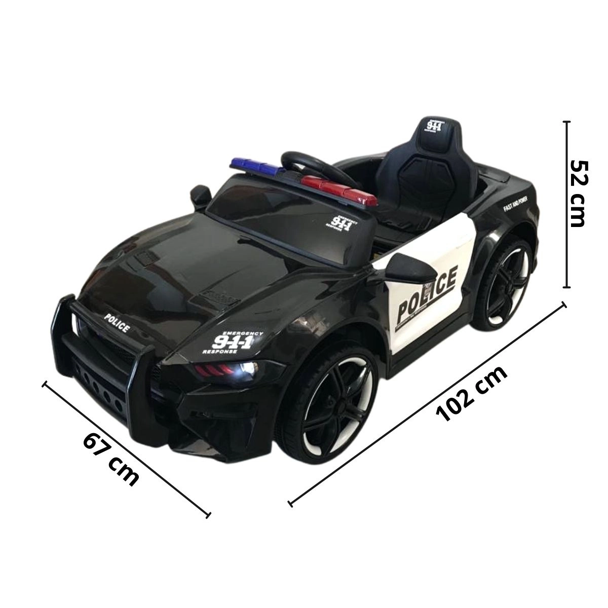 MINI CARRO ELÉTRICO INFANTIL POLÍCIA 12V PRETO