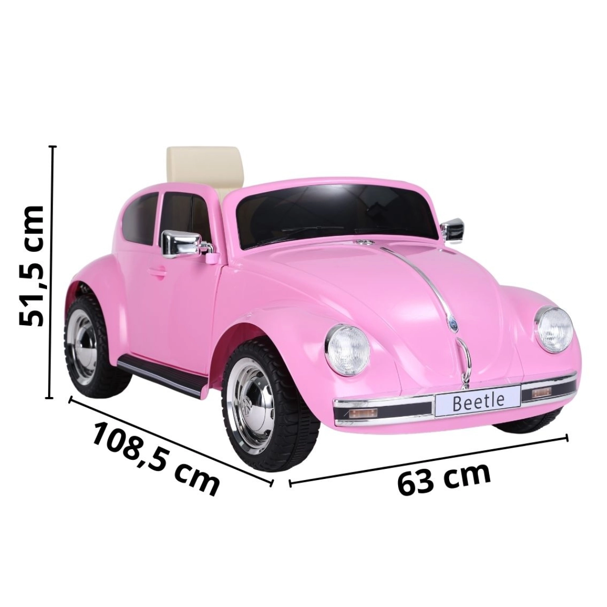 MINI CARRO ELÉTRICO INFANTIL VOLKSWAGEN FUSCA BEETLE DUNE 6V ROSA