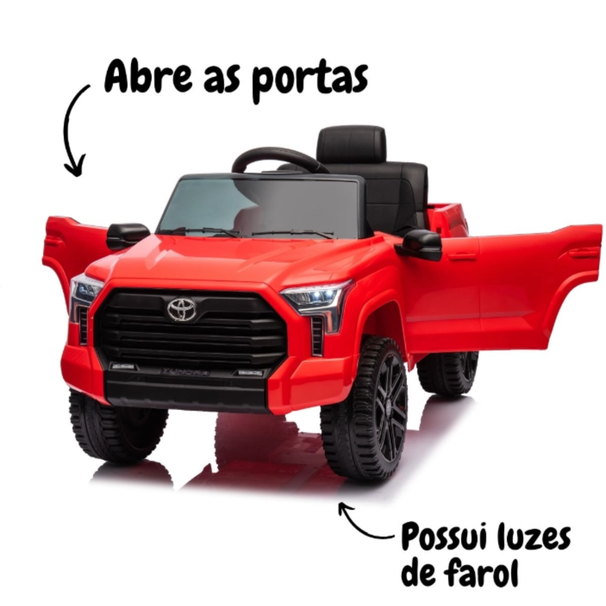 Mini Carro Elétrico Toyota Tundra Vermelho 12v  Licenciado, Controle Remoto, Luzes e Som