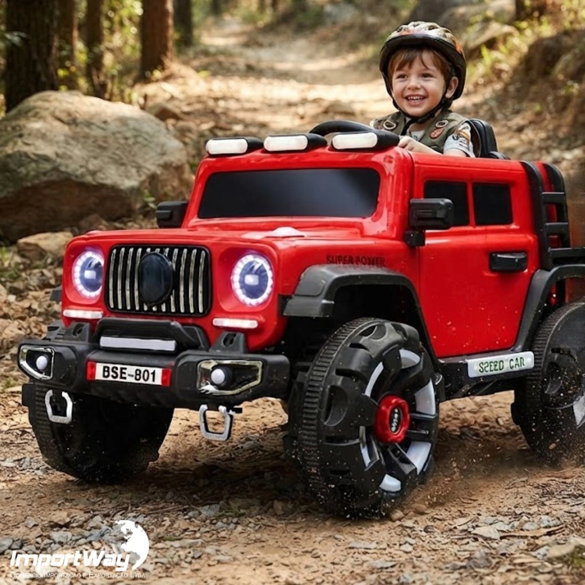 MINI CARRO ELÉTRICO VERMELHO INFANTIL CONTROLE REMOTO LUZ SOM 50KG