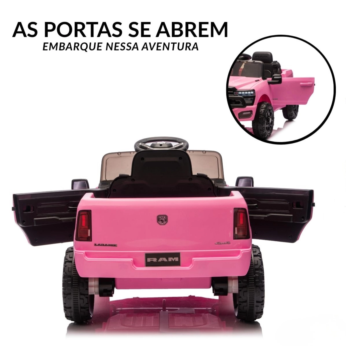 MINI CARRO ELETRICO DODGE RAM 3500 RHO INFANTIL 6V ROSA IMPORTWAY