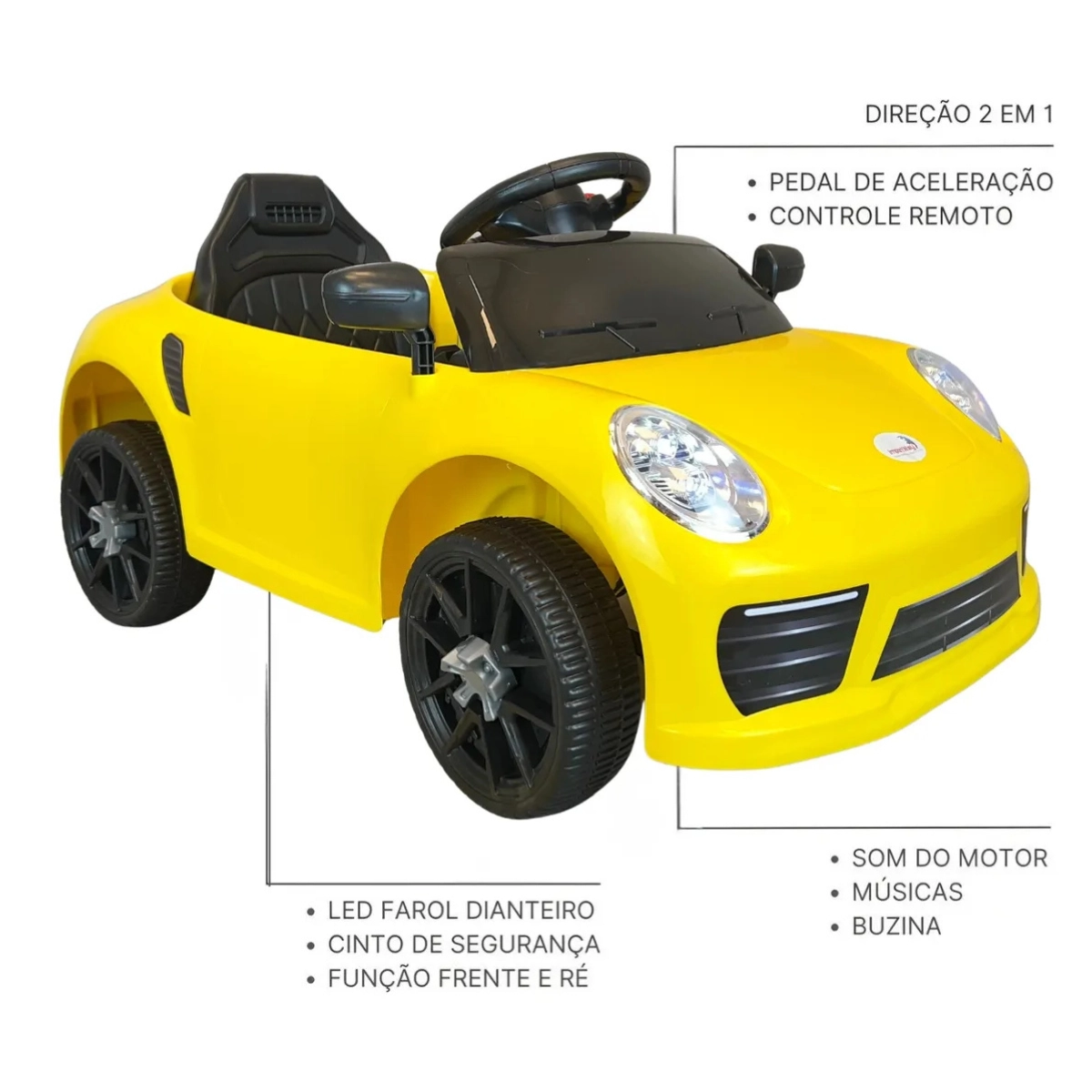 MINI CARRO ELETRICO INFANTIL AMARELO IMPORTWAY BW394AM 6V 