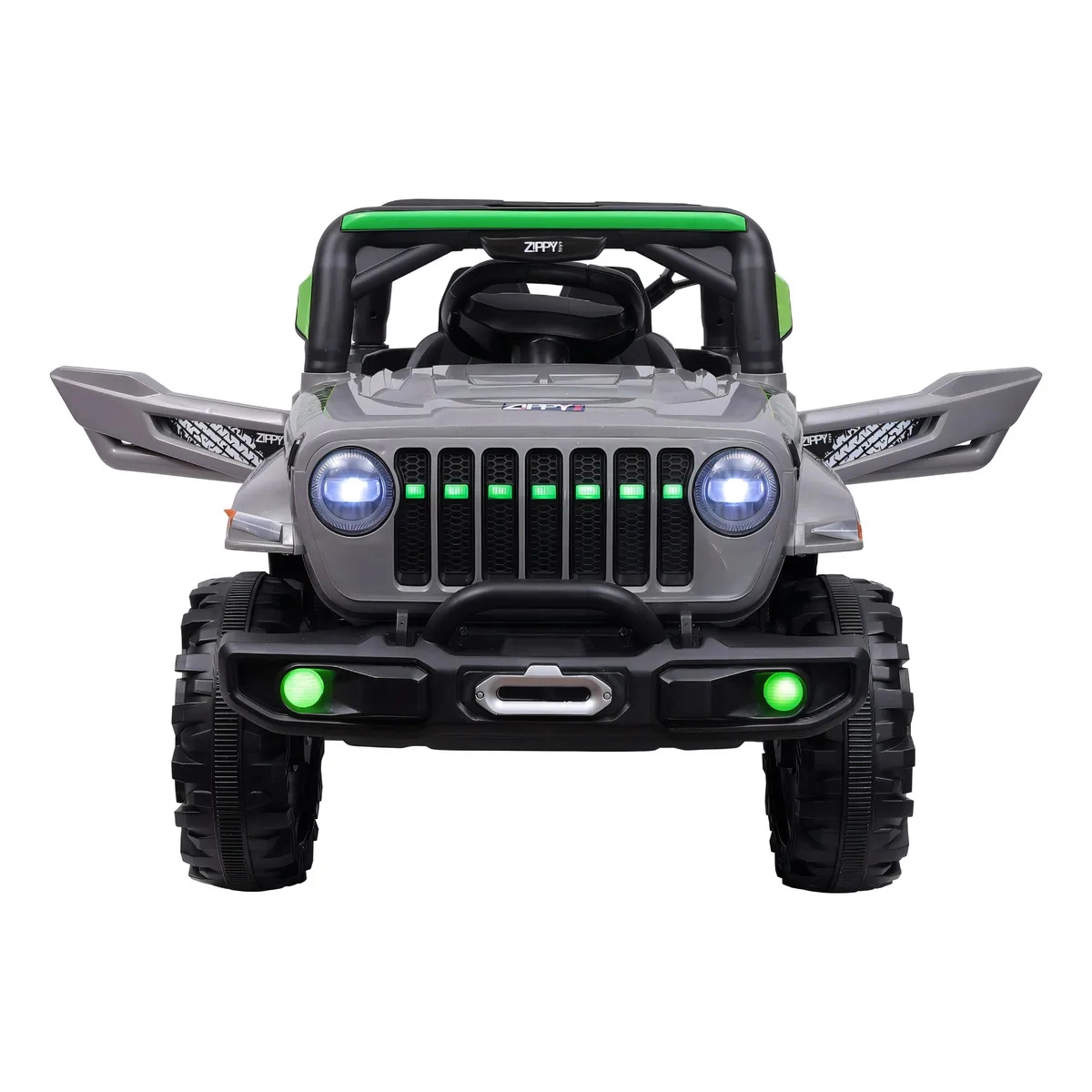 MINI CARRO ELETRICO INFANTIL JIPE CINZA E VERDE 12V OFF ROAD ZIPPY TOYS