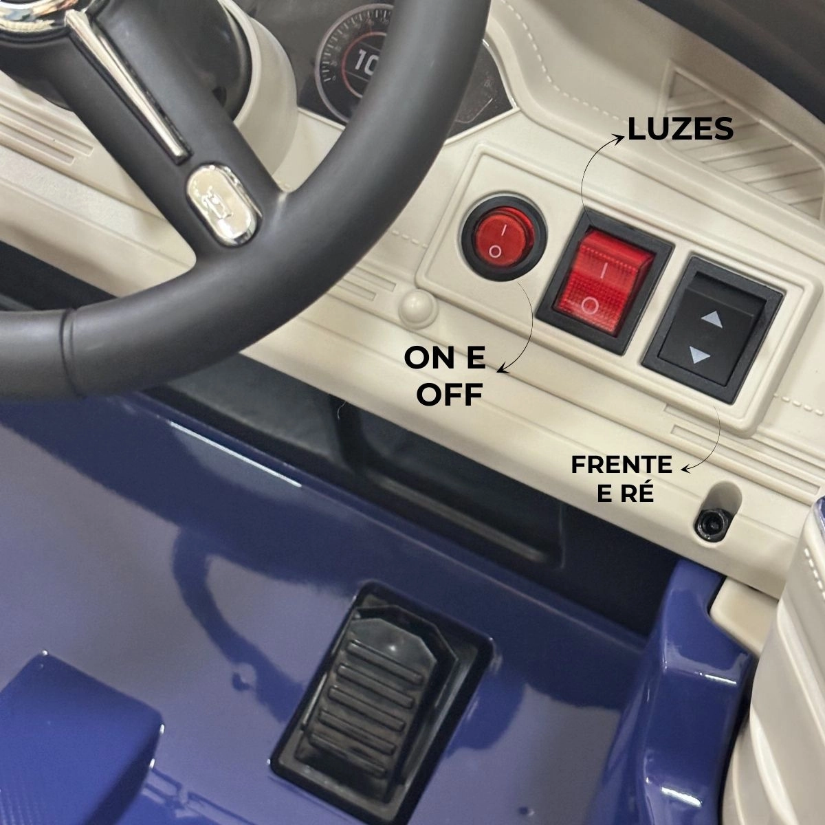 MINI CARRO ELETRICO INFANTIL RETRO 12V AZUL - IMPORTWAY