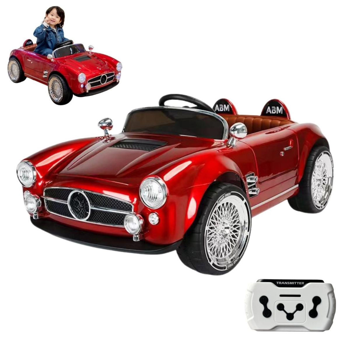 MINI CARRO ELETRICO INFANTIL RETRO 12V VERMELHO - IMPORTWAY