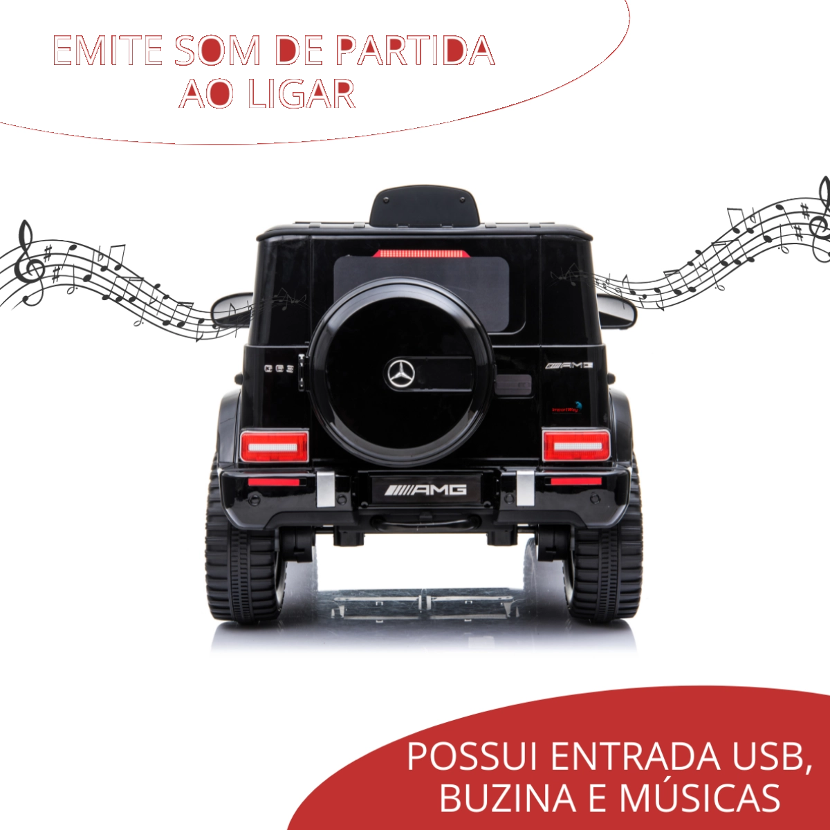 MINI CARRO ELETRICO MERCEDES BENZ AMG G63 12V PRETO IMPORTWAY