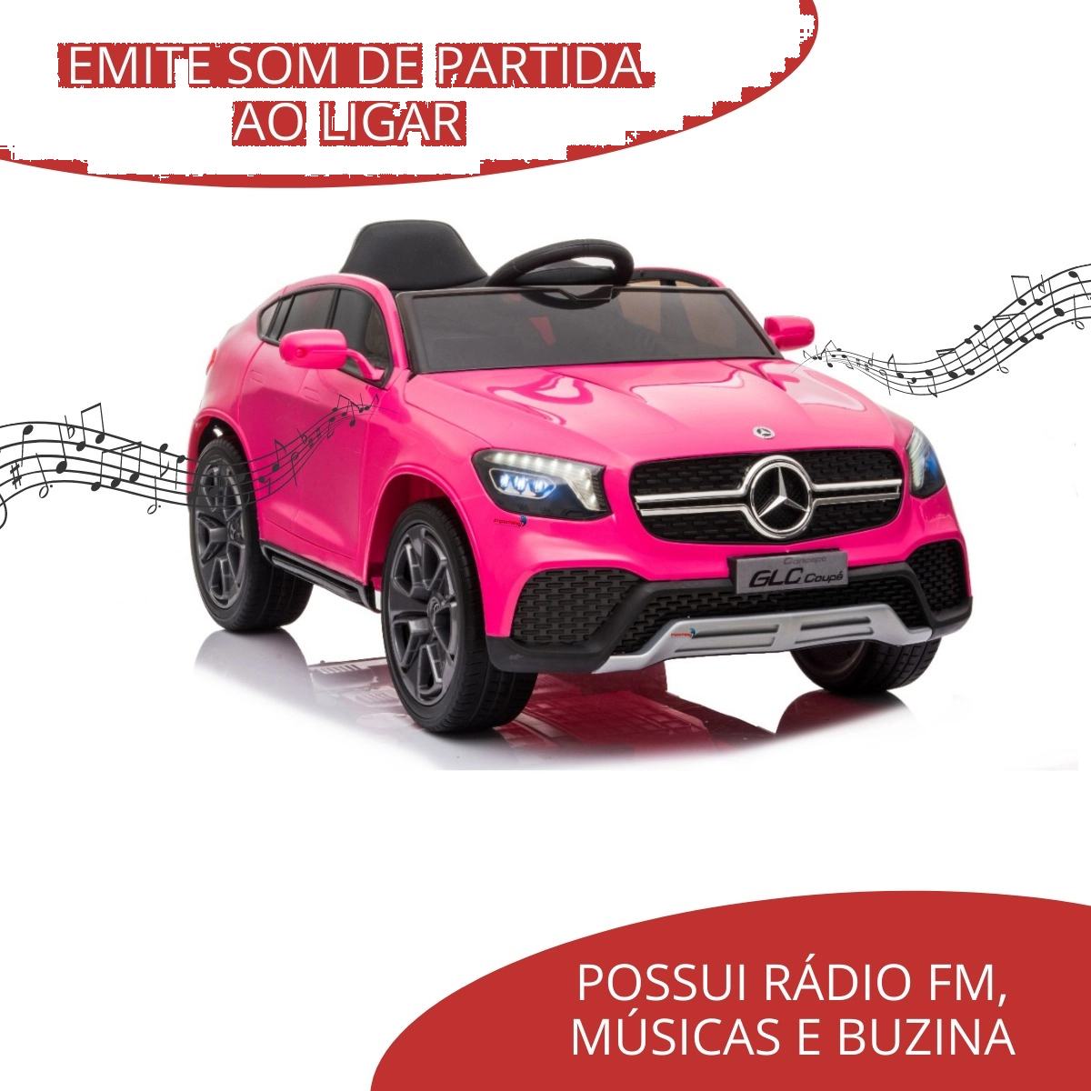 MINI CARRO ELETRICO MERCEDES BENZ GLC COUPE CONCEPT 12V ROSA IMPORTWAY