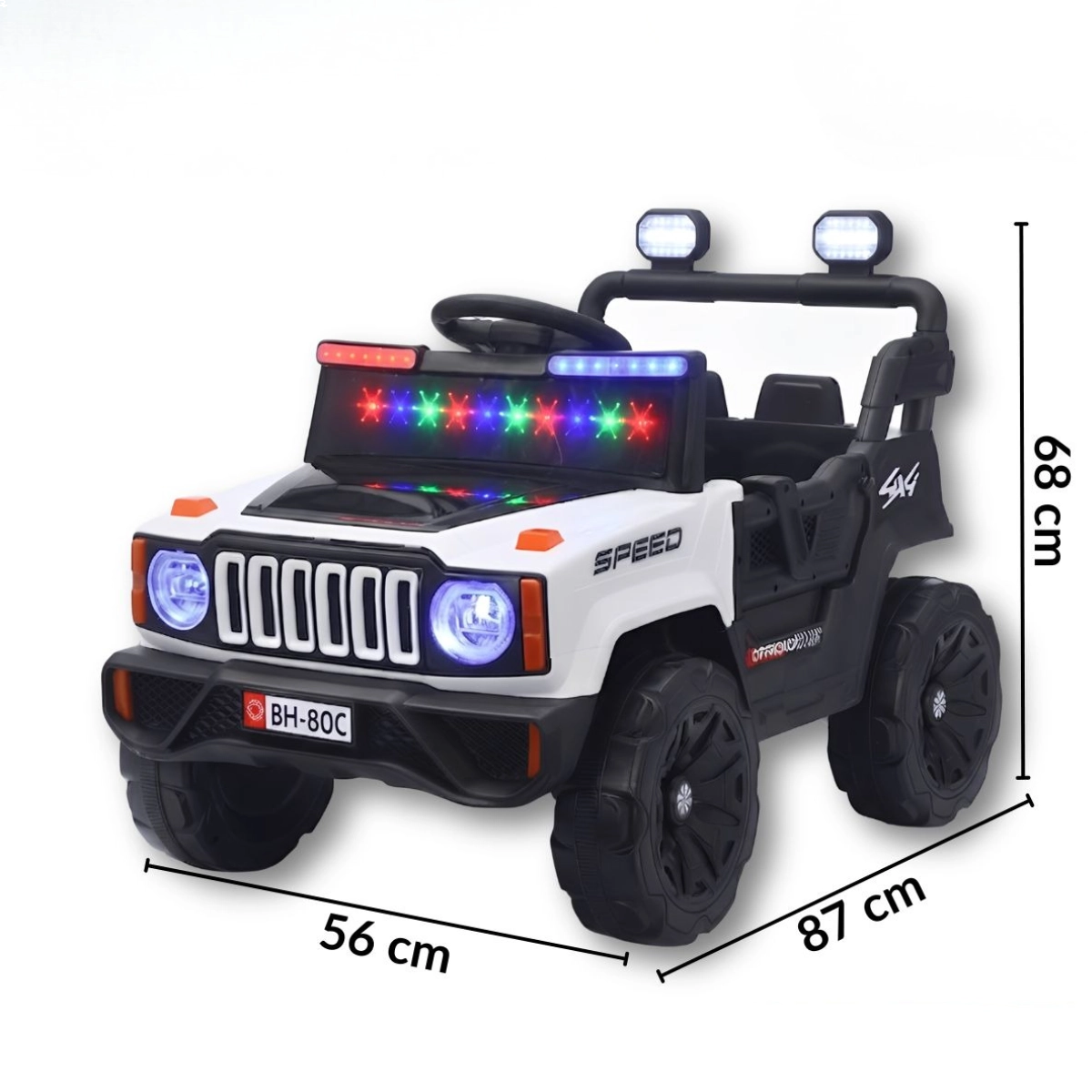 MINI JIPE UTV POLICIA ELÉTRICO INFANTIL 12V BRANCO COM SOM E LUZES
