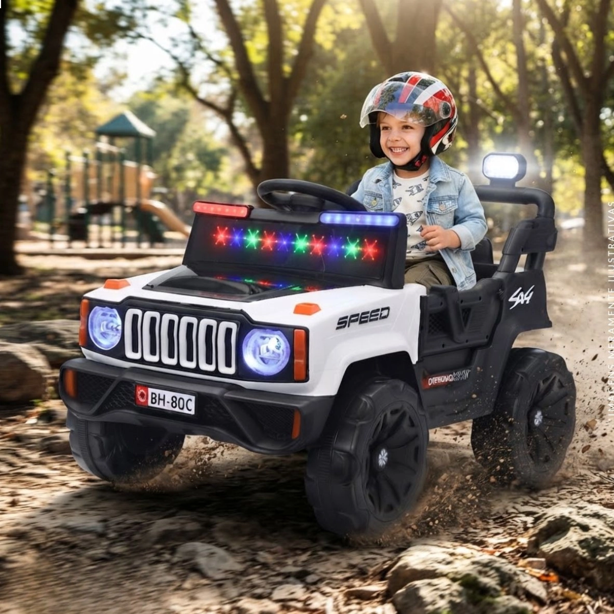 MINI JIPE UTV POLICIA ELÉTRICO INFANTIL 12V BRANCO COM SOM E LUZES