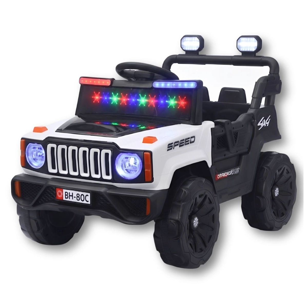 MINI JIPE UTV POLICIA ELÉTRICO INFANTIL 12V BRANCO COM SOM E LUZES