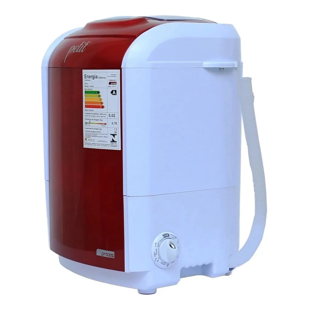 MINI LAVADORA DE ROUPA PORTÁTIL PETIT PRAXIS 1,2 KG PRATA 127V