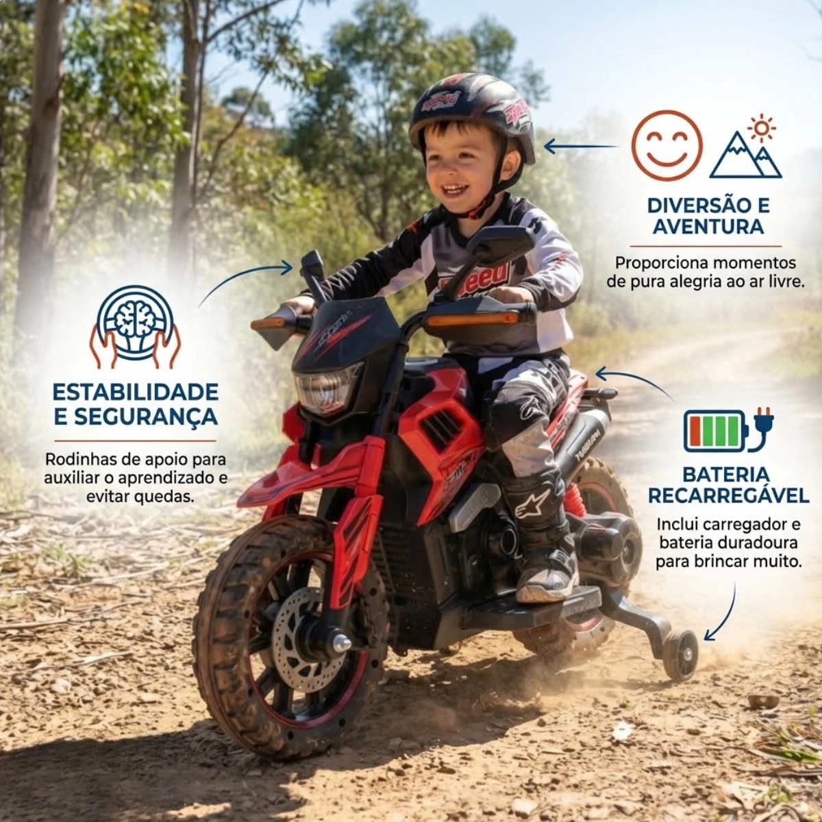 MINI MOTO ELÉTRICA ESPORTIVA INFANTIL 6V VERMELHA LUZ E SOM BW531VM MINI MOTO ELÉTRICA ESPORTIVA INFANTIL 6V VERMELHA LUZ E SOM BW531VM