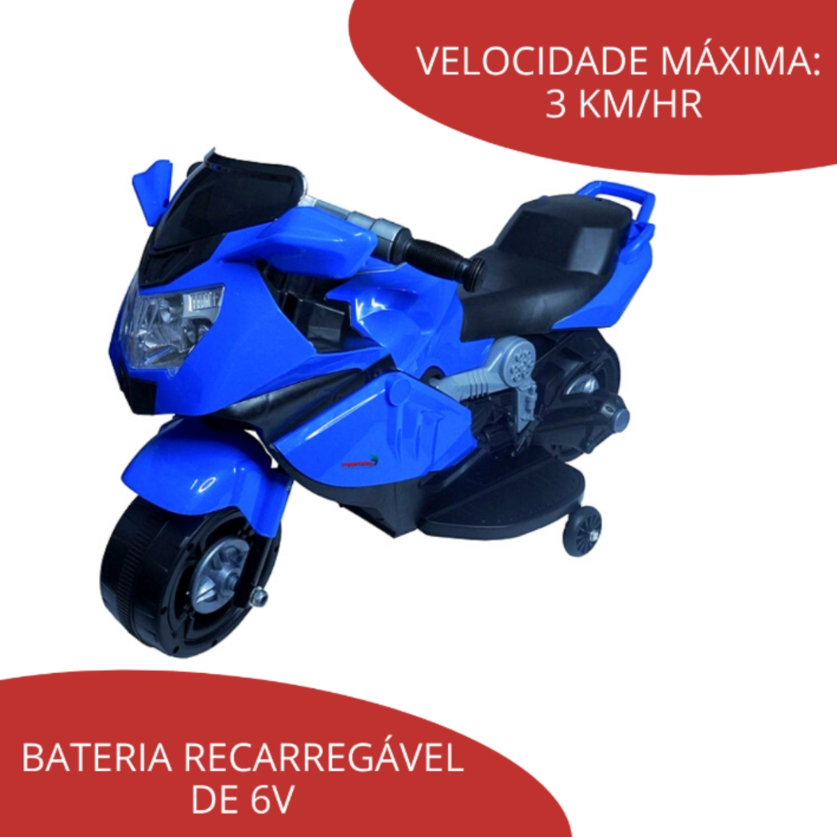 Mini Moto Elétrica Infantil 6v Azul Importway com Luzes e Som  Diversão, Segurança