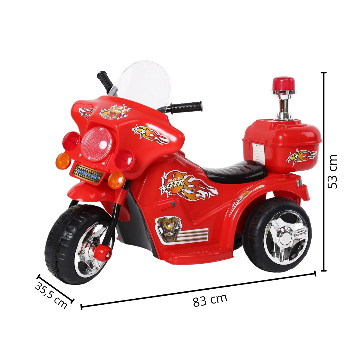 MINI MOTO ELÉTRICA POLICIA VERMELHA COM SIRENE IMPORTWAY