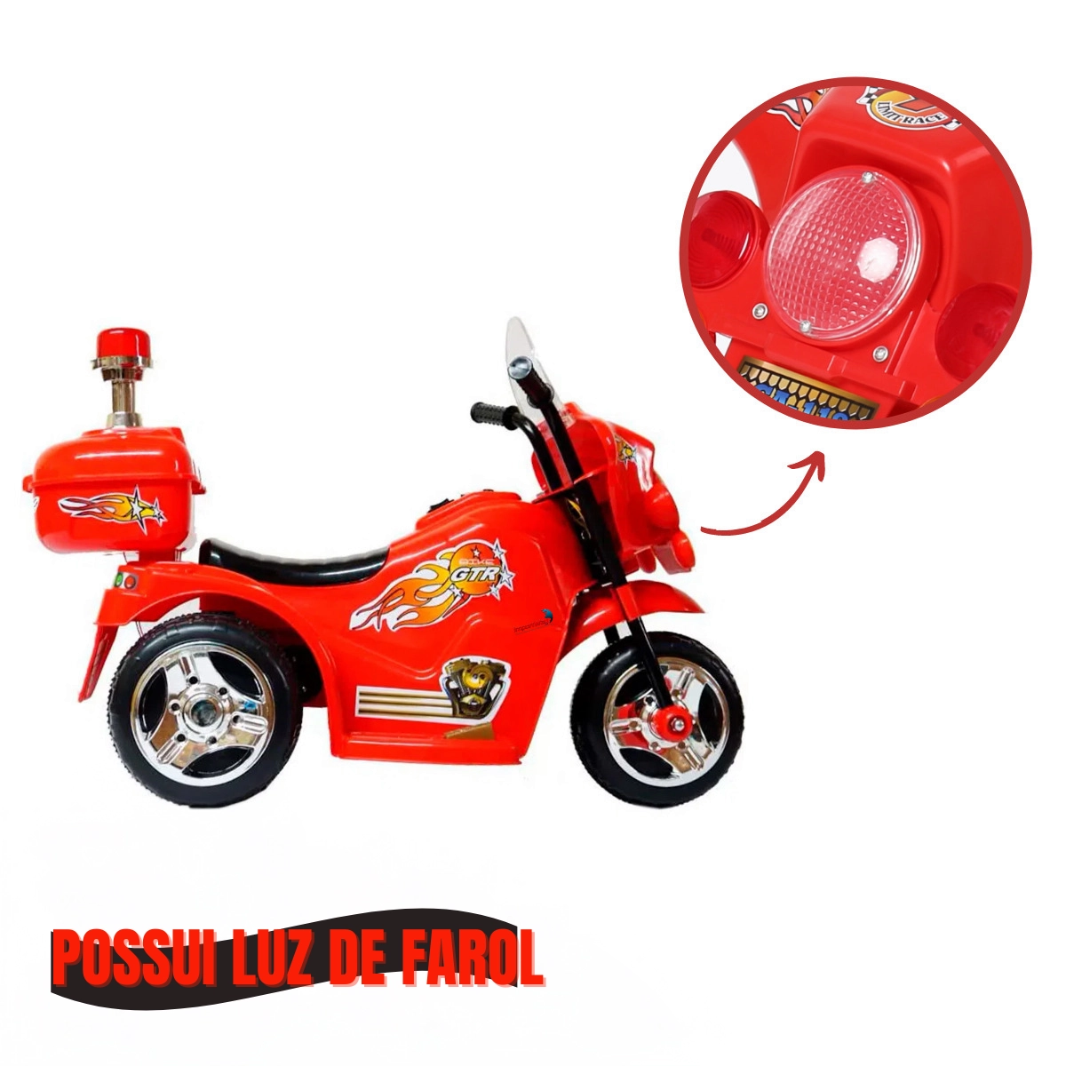 MINI MOTO ELÉTRICA POLICIA VERMELHA COM SIRENE IMPORTWAY