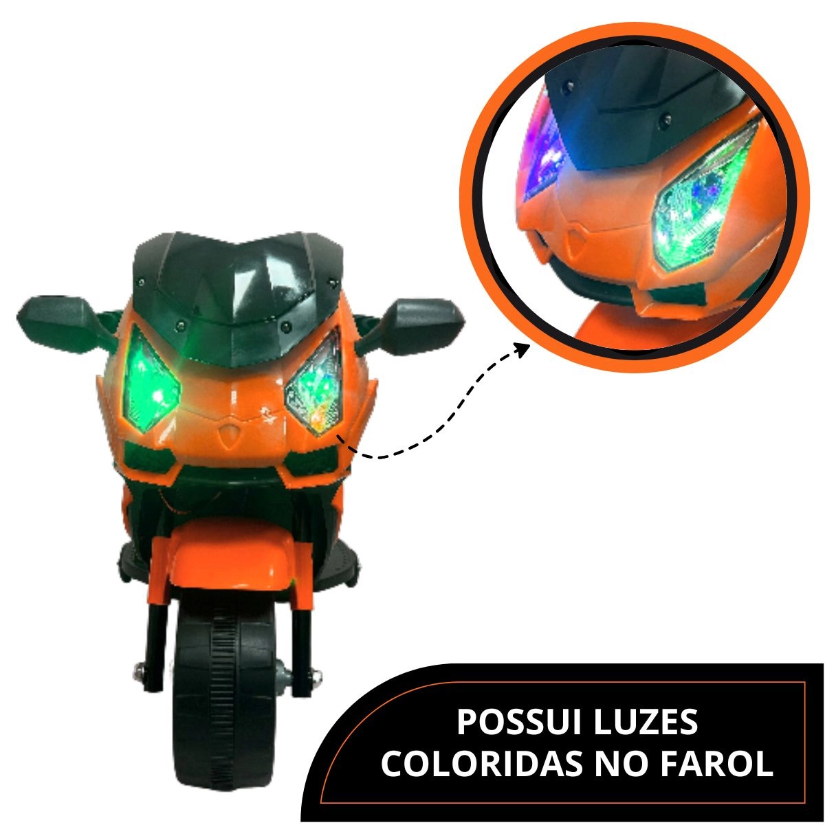 MINI MOTO ELETRICA 6V INFANTIL LARANJA - IMPORTWAY