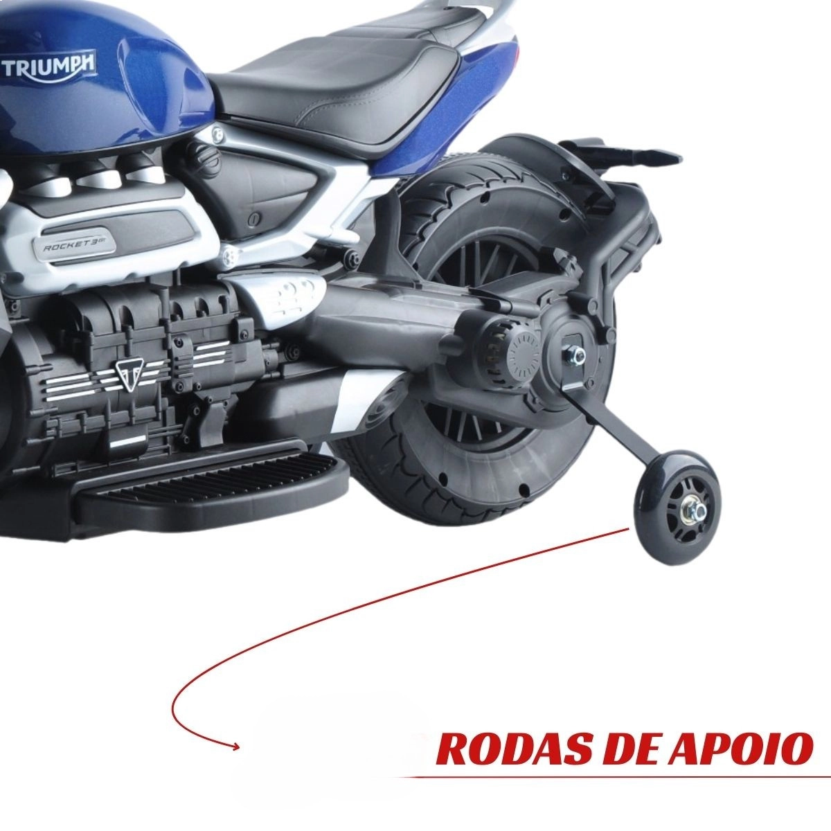 MINI MOTO ELETRICA 6V TRIUMPH ROCKET 3GT AZUL - IMPORTWAY