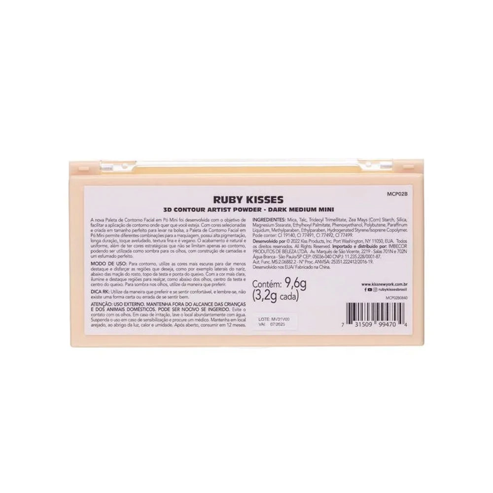 MINI PALETA DE CONTORNO MEDIUM DARK RUBY KISSES MCP02B