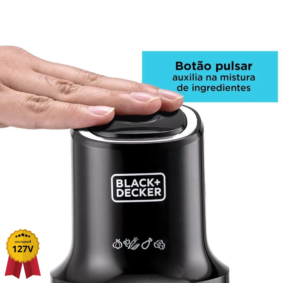 MINI PROCESSADOR BLACK E DECKER MP4 300W 4 LÂMINAS 127V INOX 500ML
