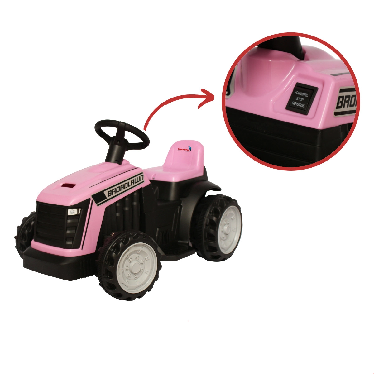 MINI TRATOR ELETRICO INFANTIL COM REBOQUE ROSA - IMPORTWAY