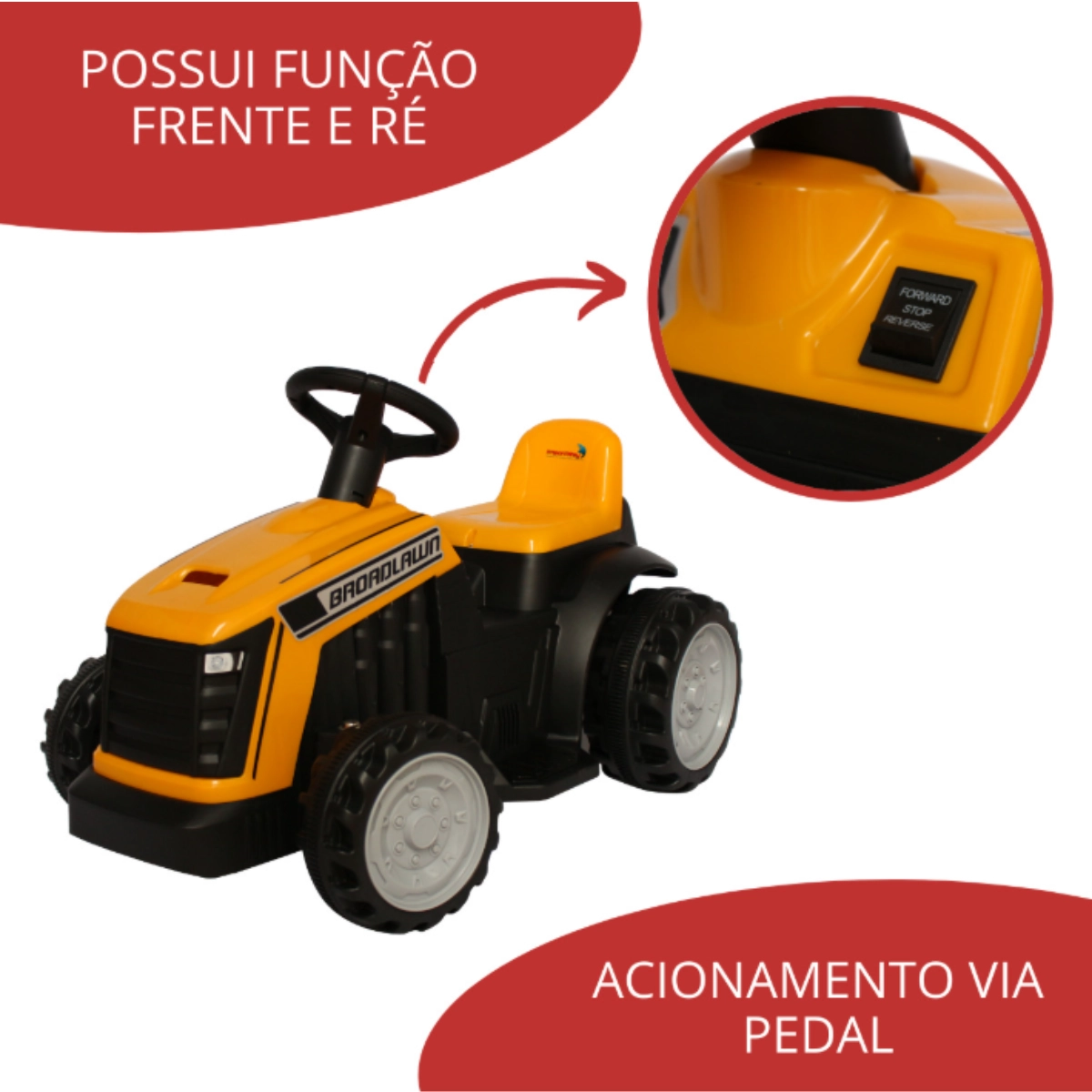 Mini Trator Eletrico Nfantil Amarelo