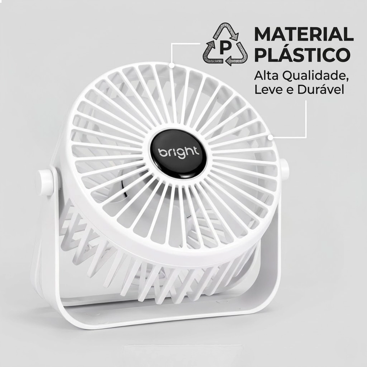 MINI VENTILADOR DE MESA 5V PORTATIL USB BRANCO VN007 BRIGHT