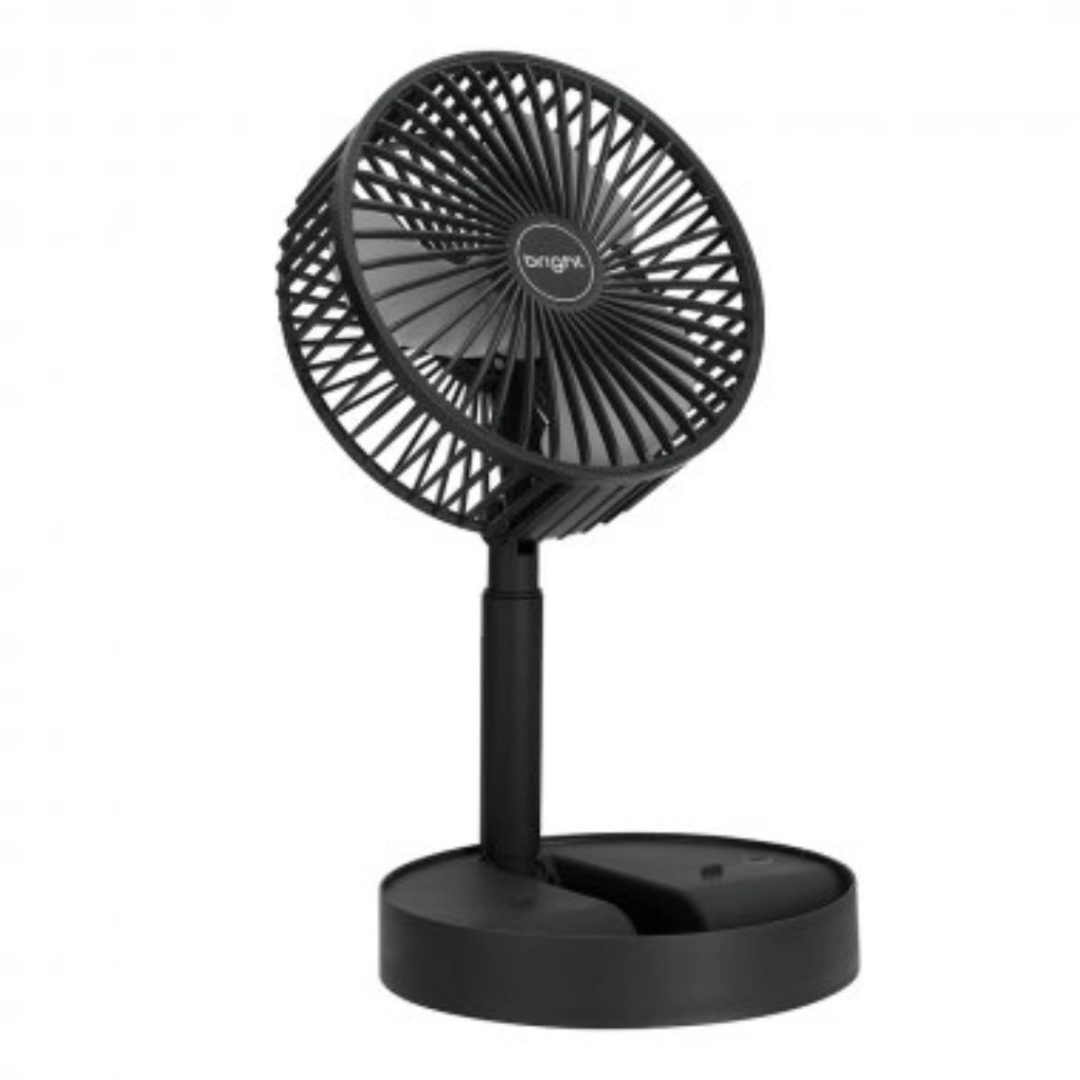 MINI VENTILADOR DE MESA PORTATIL PRETO RECARREGAVEL E COM SUPORTE CELULAR 4,5W 3 VEL