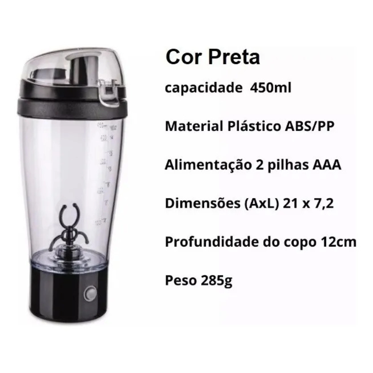 MIXER A PILHA COM COPO 450ML EURO HOME PRETO MIXER A PILHA COM COPO 450ML EURO HOME PRETO