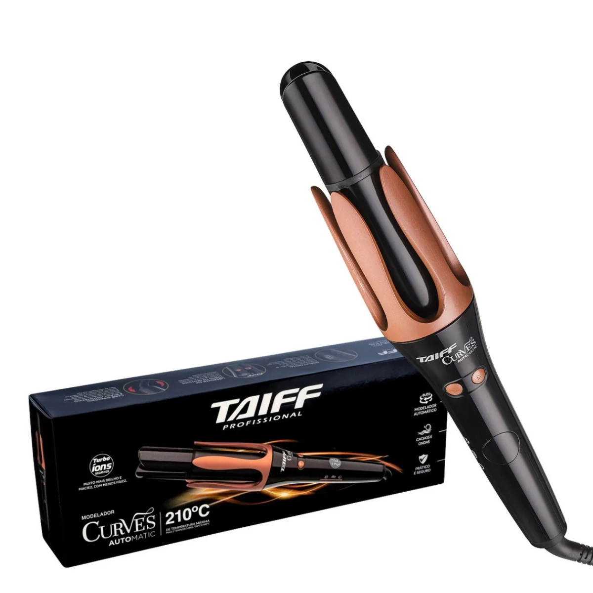 MODELADOR DE CACHOS TAIFF CURVES AUTOMÁTICO 32MM COR PRETO