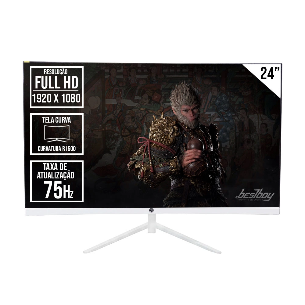 MONITOR CURVO LED BRAZILPC 24" FULL HD 75HZ BRANCO