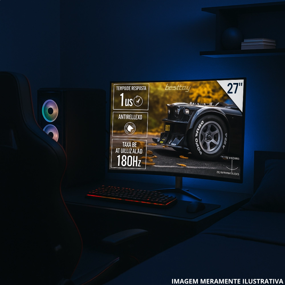 MONITOR CURVO LED GAMER BRAZILPC 27&quot; FULL HD 180HZ BRANCO