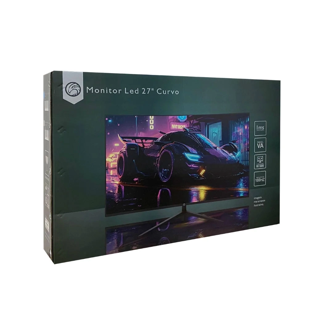 MONITOR CURVO LED GAMER BRAZILPC 27" FULL HD 180HZ PRETO