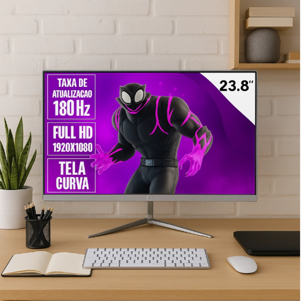 Monitor Gamer Brazilpc 23.8 Fullhd 180hz Curvo R1500 Branco 24r15 Widescreen