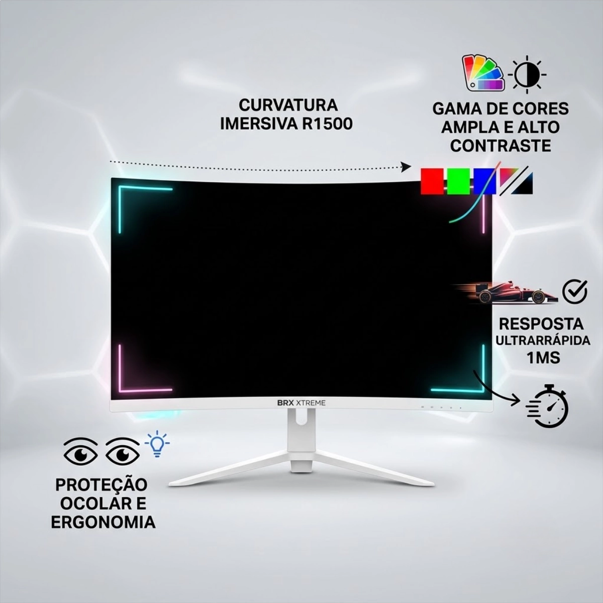 MONITOR GAMER BRX 27 CURVO 240HZ FRAMELESS DP HDMI LED BRANCO MONITOR GAMER BRX 27 CURVO 240HZ FRAMELESS DP HDMI LED BRANCO