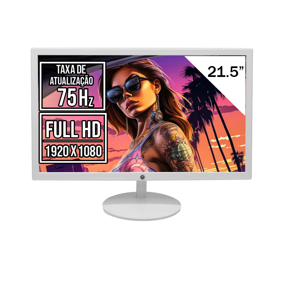 Monitor Led 21.5 Branco Brazilpc 75hz 5ms Full Hd Widscreen