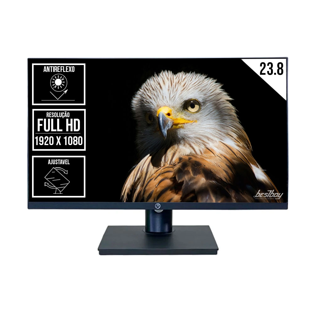 MONITOR LED 23.8" FHD BRAZILPC ERGONÔMICO ANTIRREFLEXO FRAMELESS 75HZ PRETO BPC24SADP