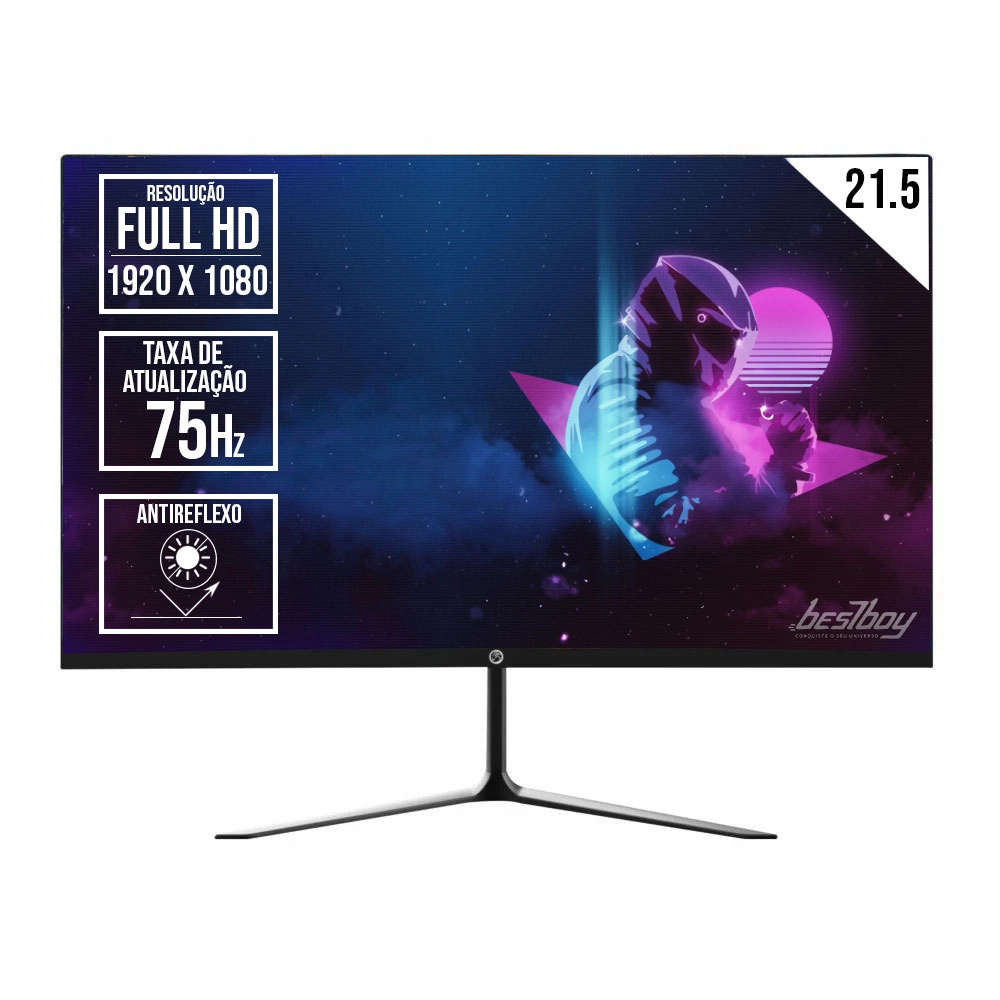 Monitor Led Brazilpc 21.5"Antireflexo Full Hd 75hz Preto
