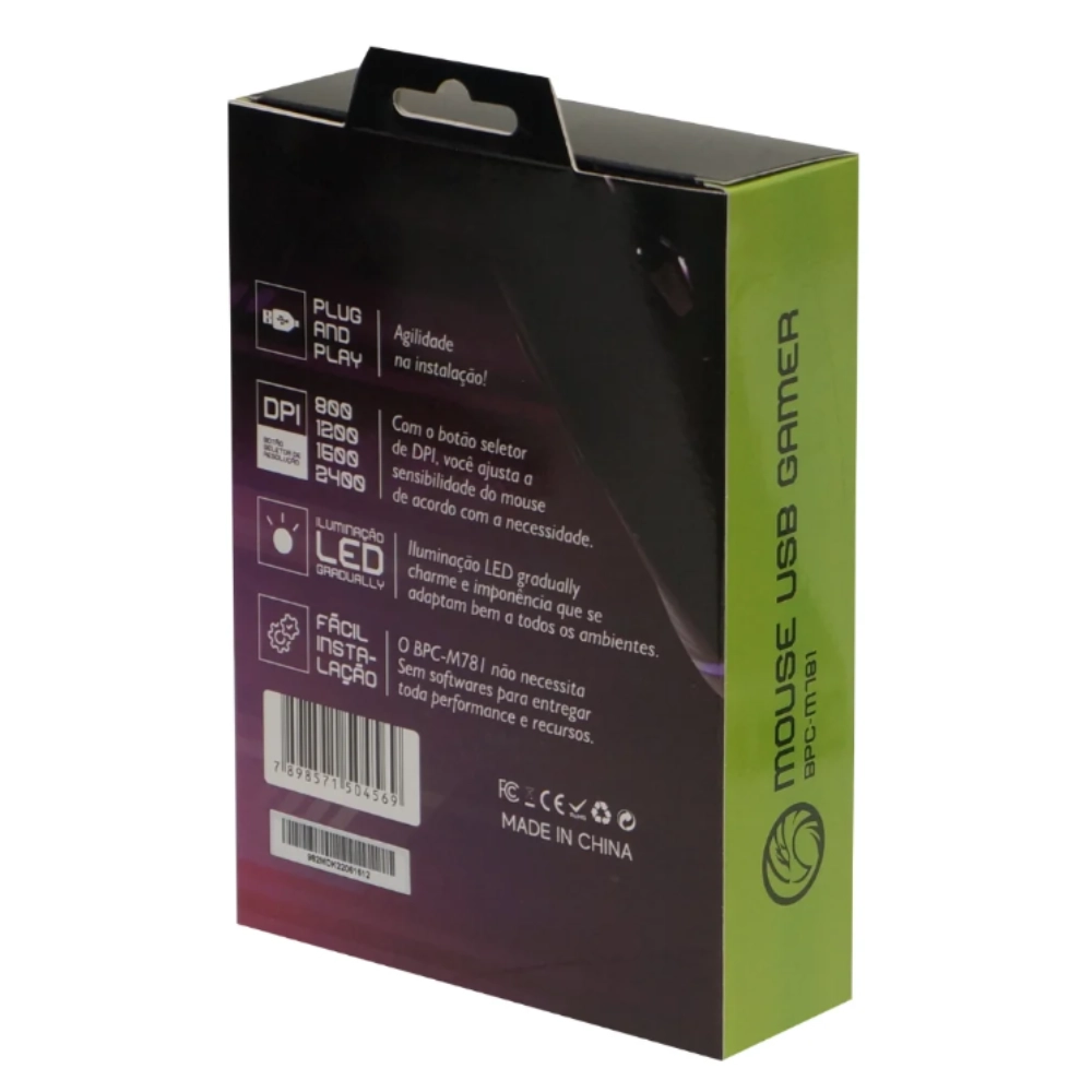 Mouse Gamer Brazilpc Bpc-m781 2400dpi 7 Botões Com Led