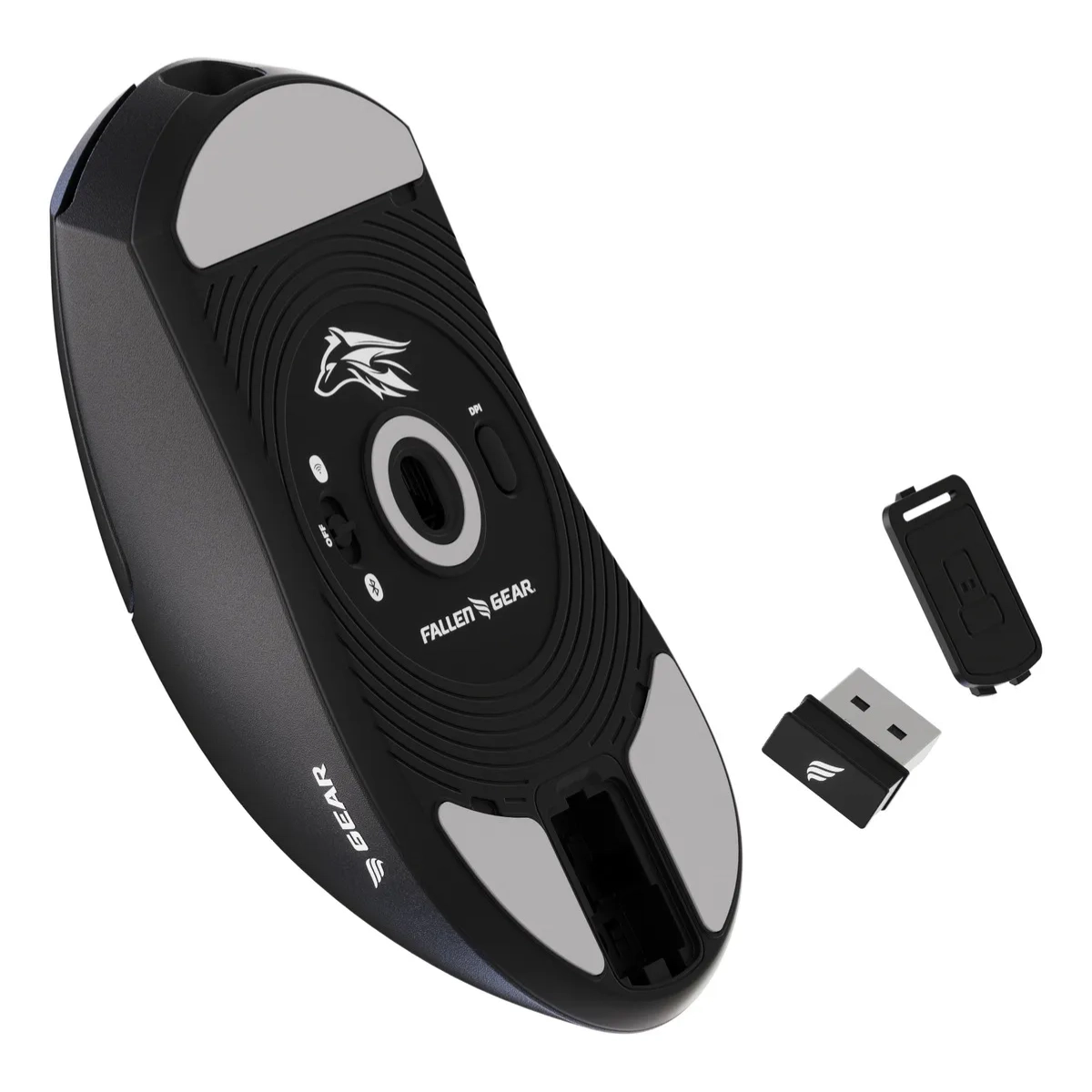 MOUSE GAMER FALLEN LOBO SEM FIO WIRELESS DUAL MODE COM DISPLAY PRETO